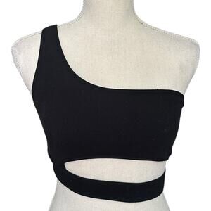 Garage Black One Shoulder Cutout Crop Top Size Small Y2K Clubwear Party Trendy